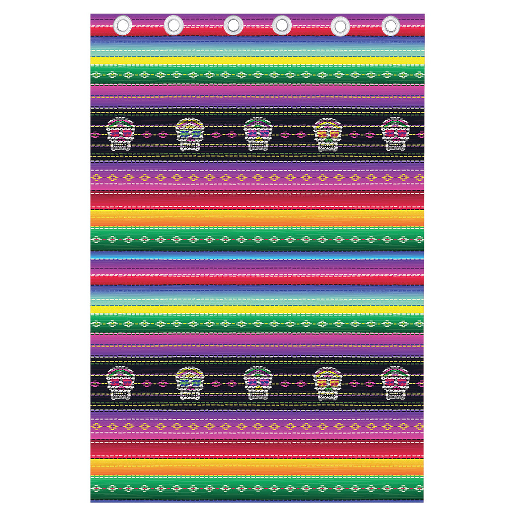 Sugar Skull Mexican Serape Pattern Print Curtain