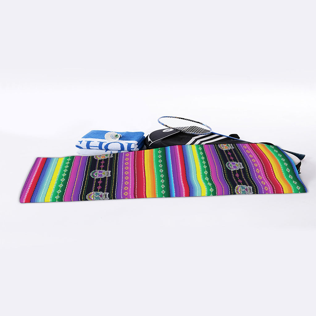 Sugar Skull Mexican Serape Pattern Print Sports Towel