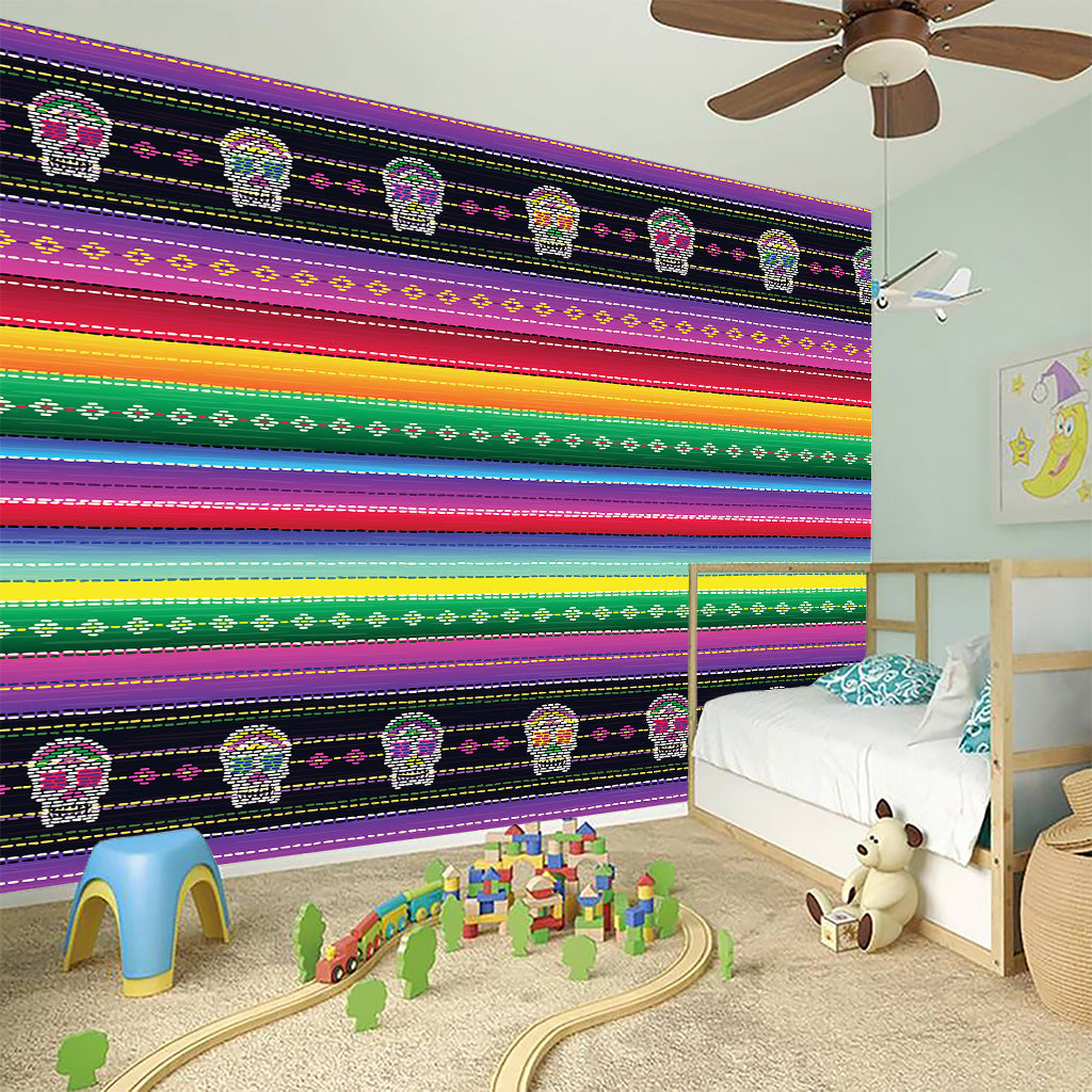 Sugar Skull Mexican Serape Pattern Print Wall Sticker