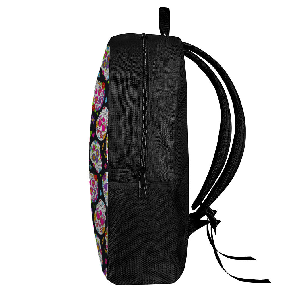 Sugar Skull Pattern Print 17 Inch Backpack