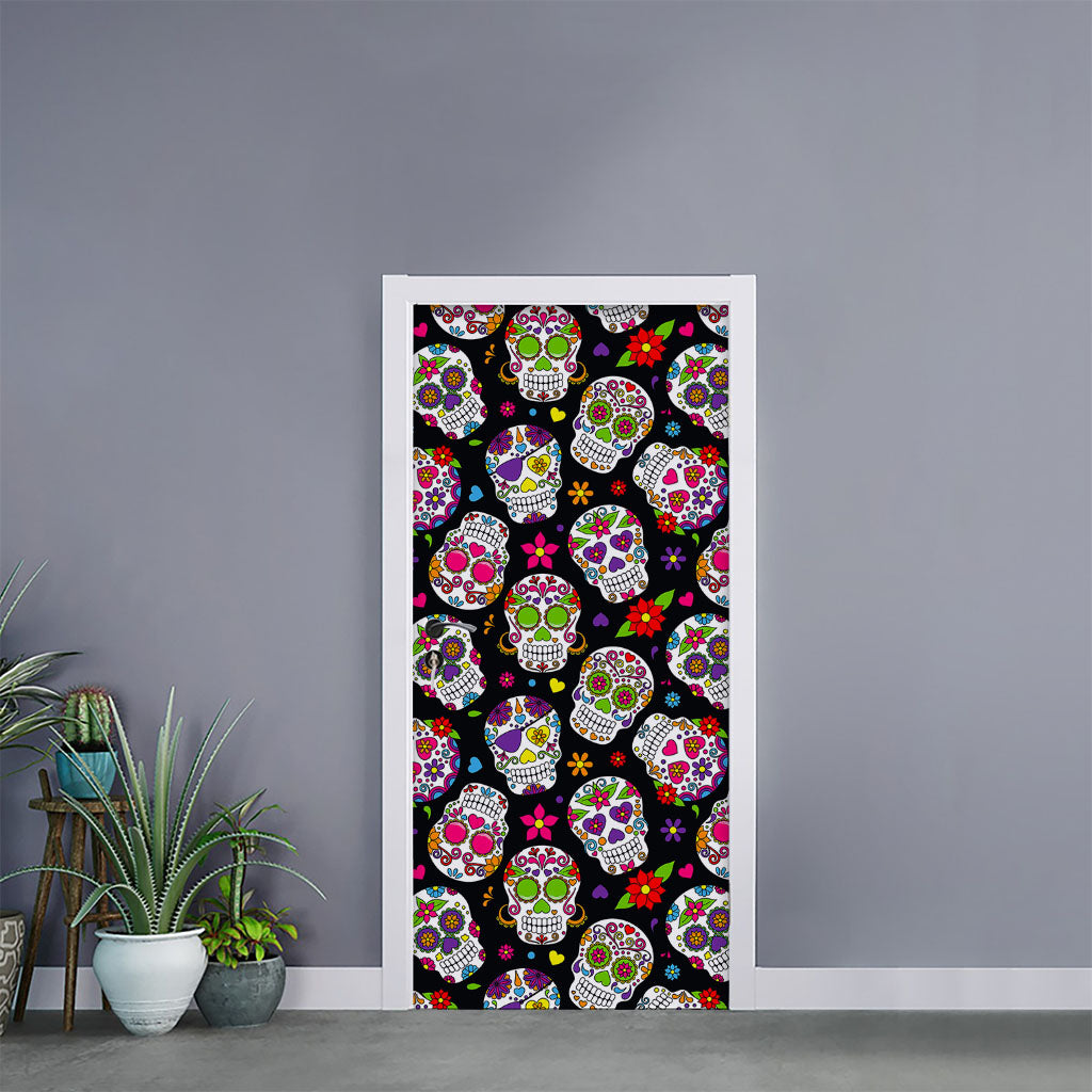 Sugar Skull Pattern Print Door Sticker