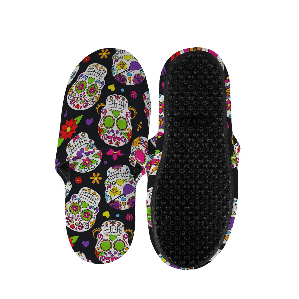 Sugar Skull Pattern Print Slippers