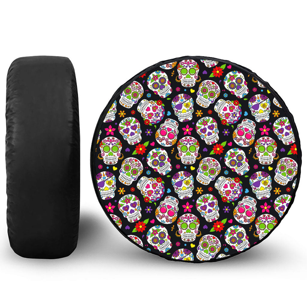 Sugar Skull Pattern Print Tire Cover