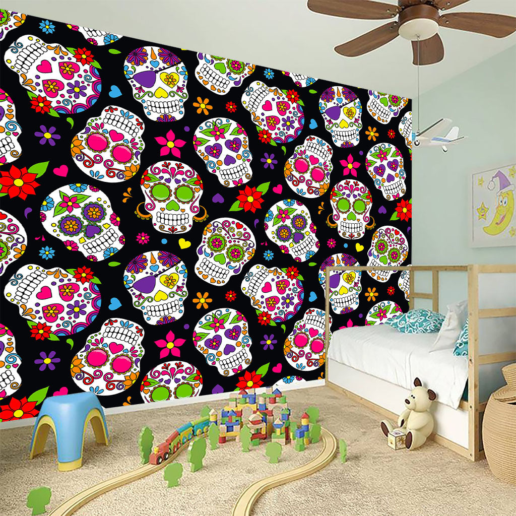 Sugar Skull Pattern Print Wall Sticker