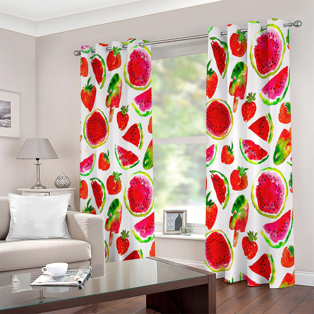 Summer Fruits Watermelon Pattern Print Extra Wide Grommet Curtains