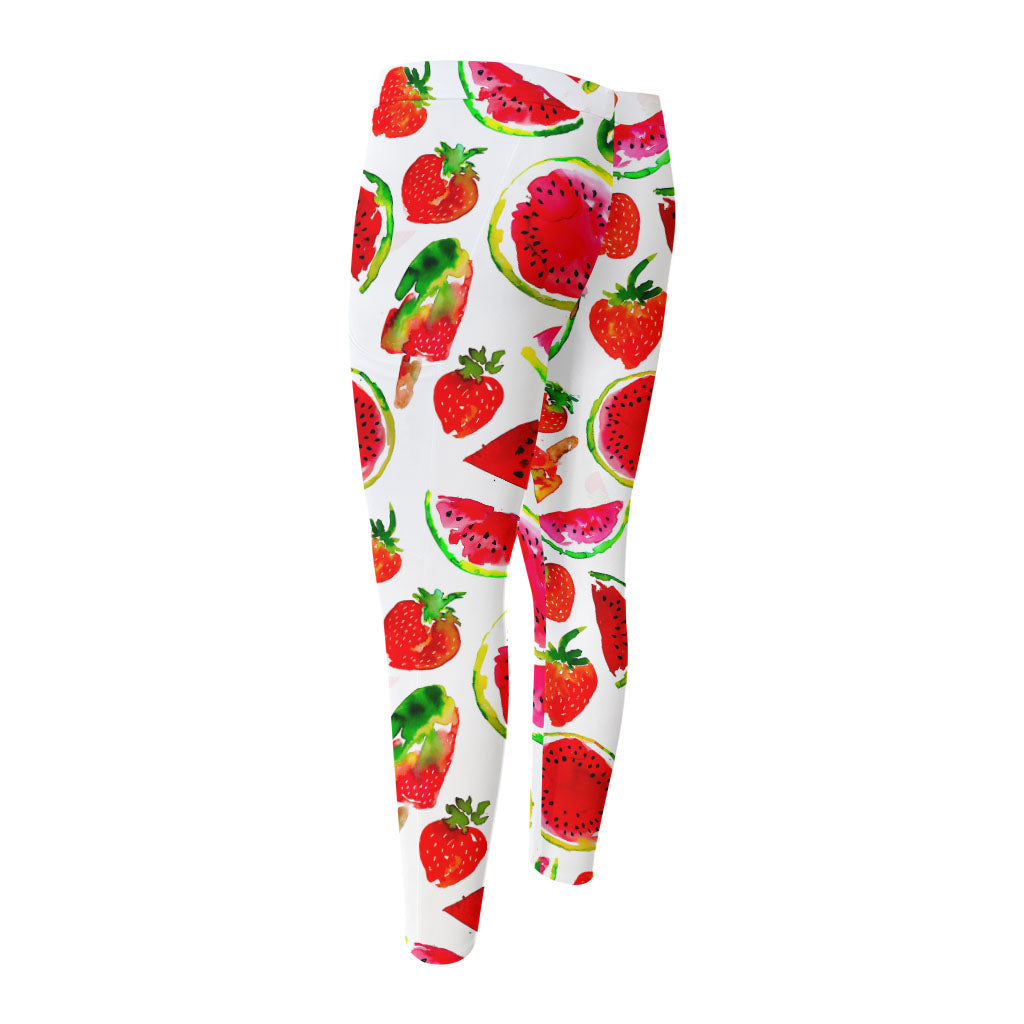 Summer Fruits Watermelon Pattern Print Men's Compression Pants