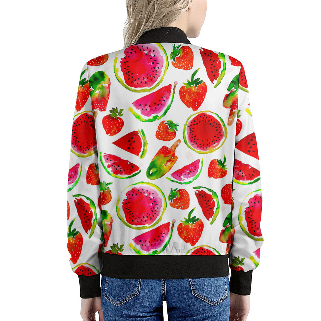 Summer Fruits Watermelon Pattern Print Women's Bomber Jacket