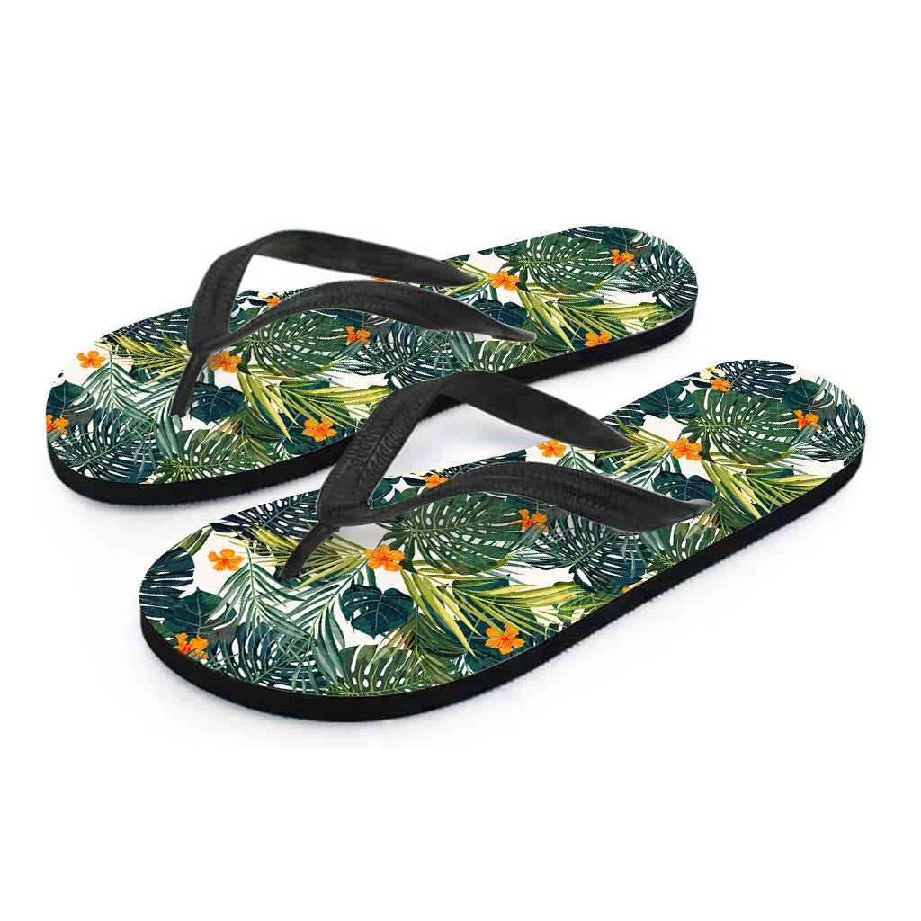 Summer Hawaiian Leaves Pattern Print Flip Flops