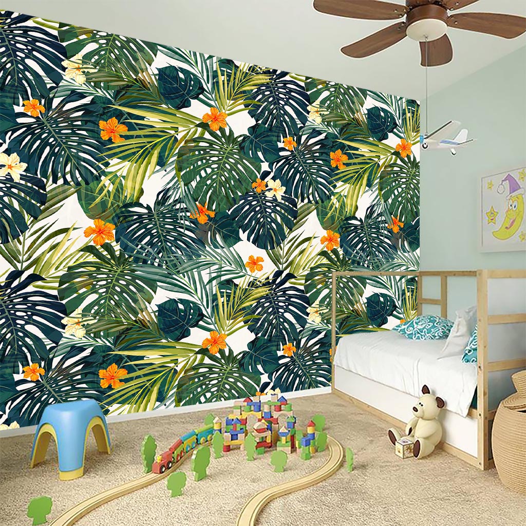 Summer Hawaiian Leaves Pattern Print Wall Sticker
