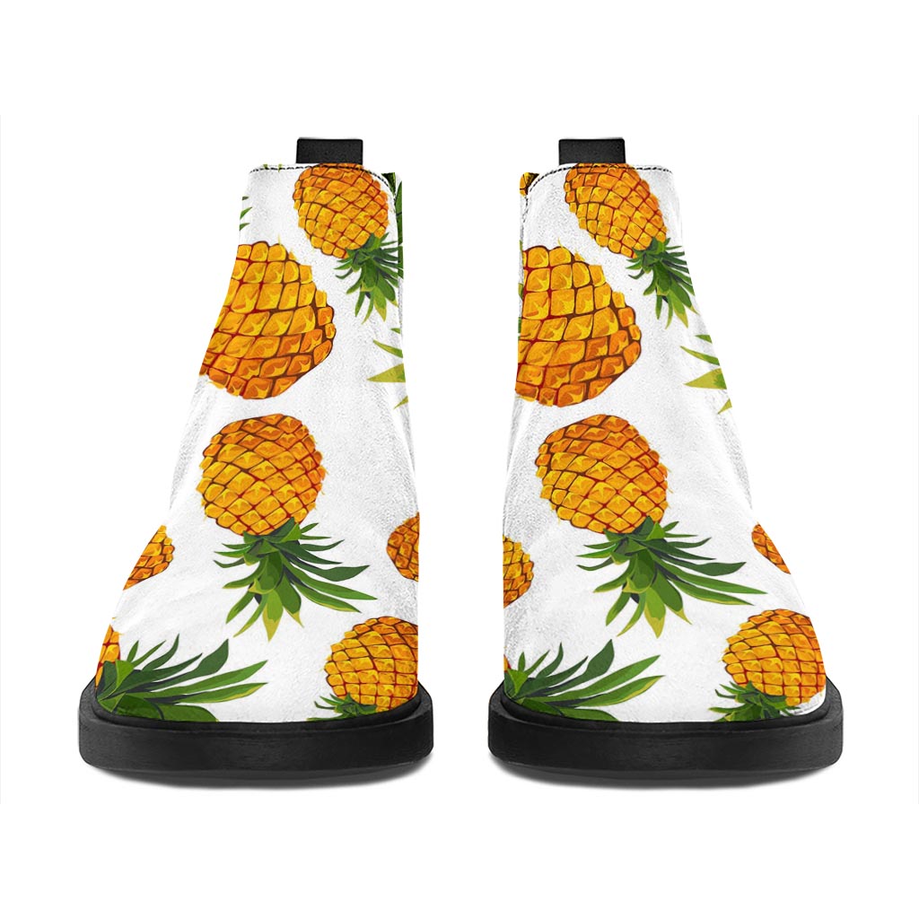 Summer Pineapple Pattern Print Flat Ankle Boots