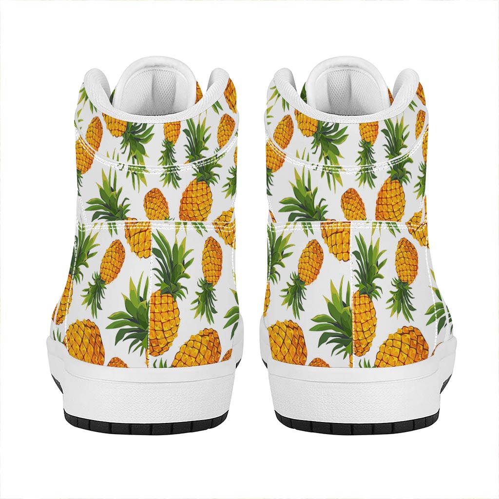 Summer Pineapple Pattern Print High Top Leather Sneakers