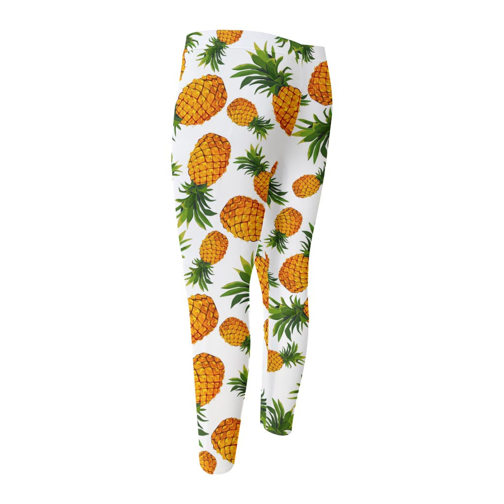 Summer Pineapple Pattern Print Men's Compression Pants