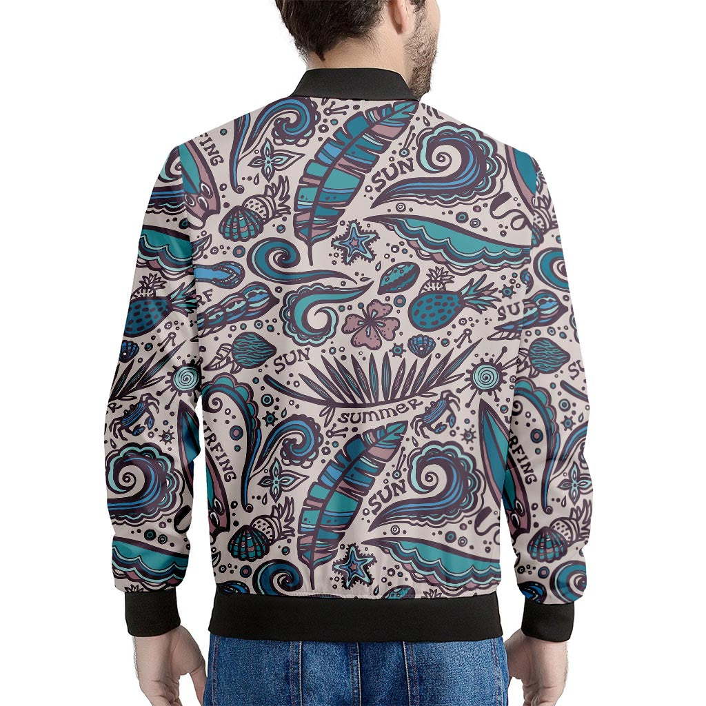 Summer Surfing Pattern Print Men's Bomber Jacket