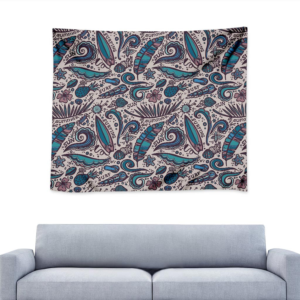 Summer Surfing Pattern Print Tapestry