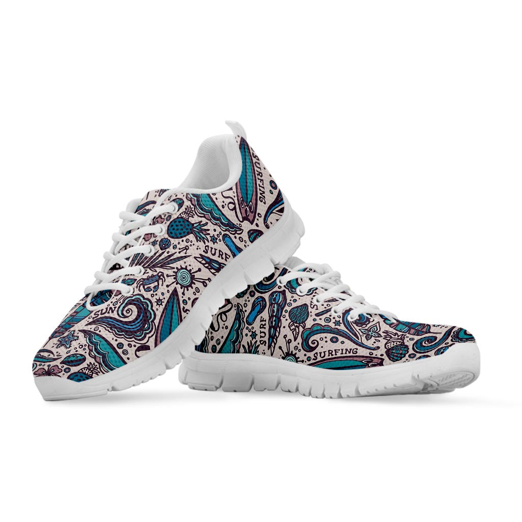 Summer Surfing Pattern Print White Running Shoes