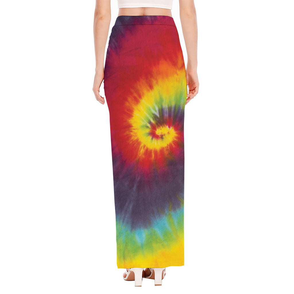 Summer Tie Dye Print High Slit Maxi Skirt