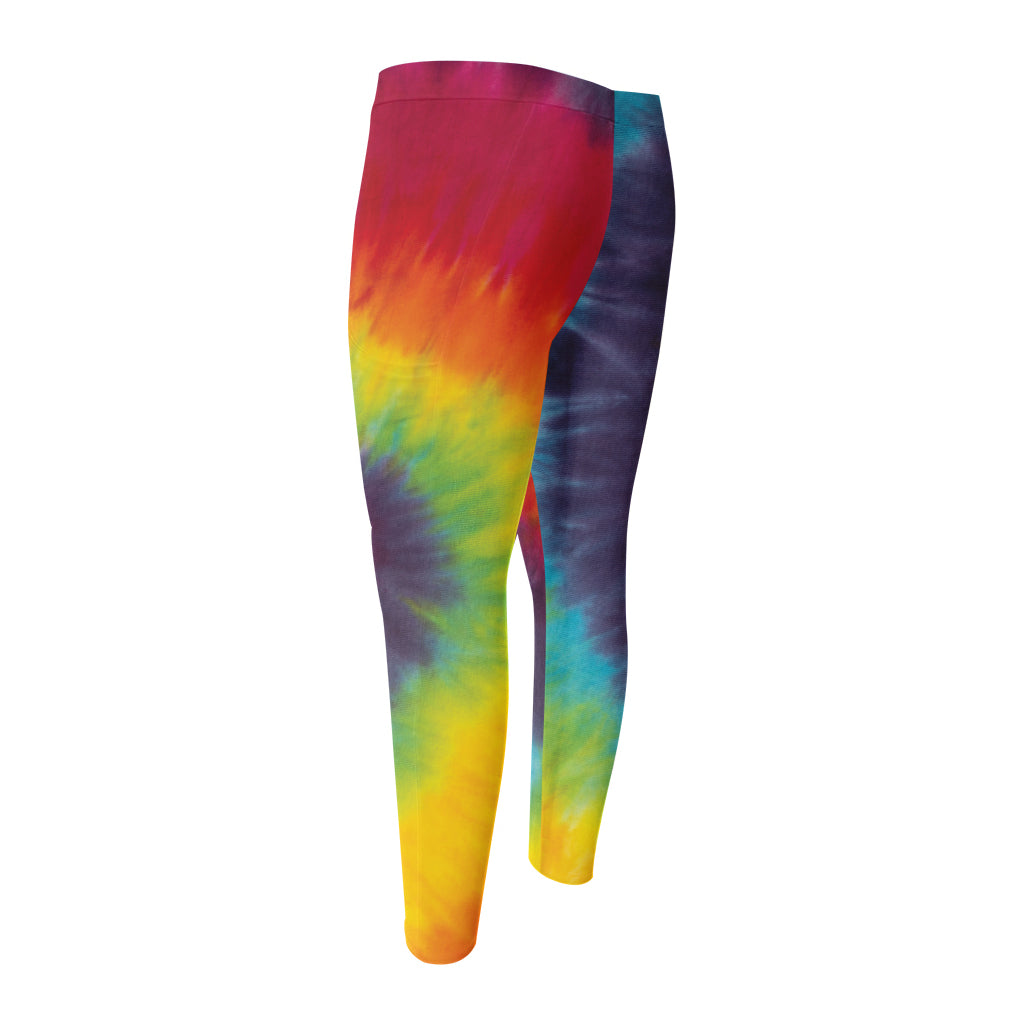 Summer Tie Dye Print Men's Compression Pants