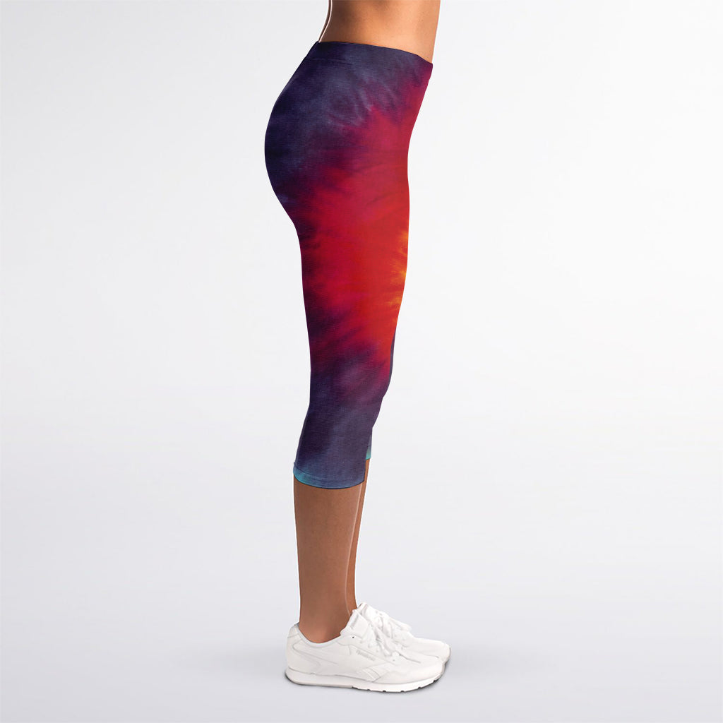 Summer Tie Dye Print Women's Capri Leggings