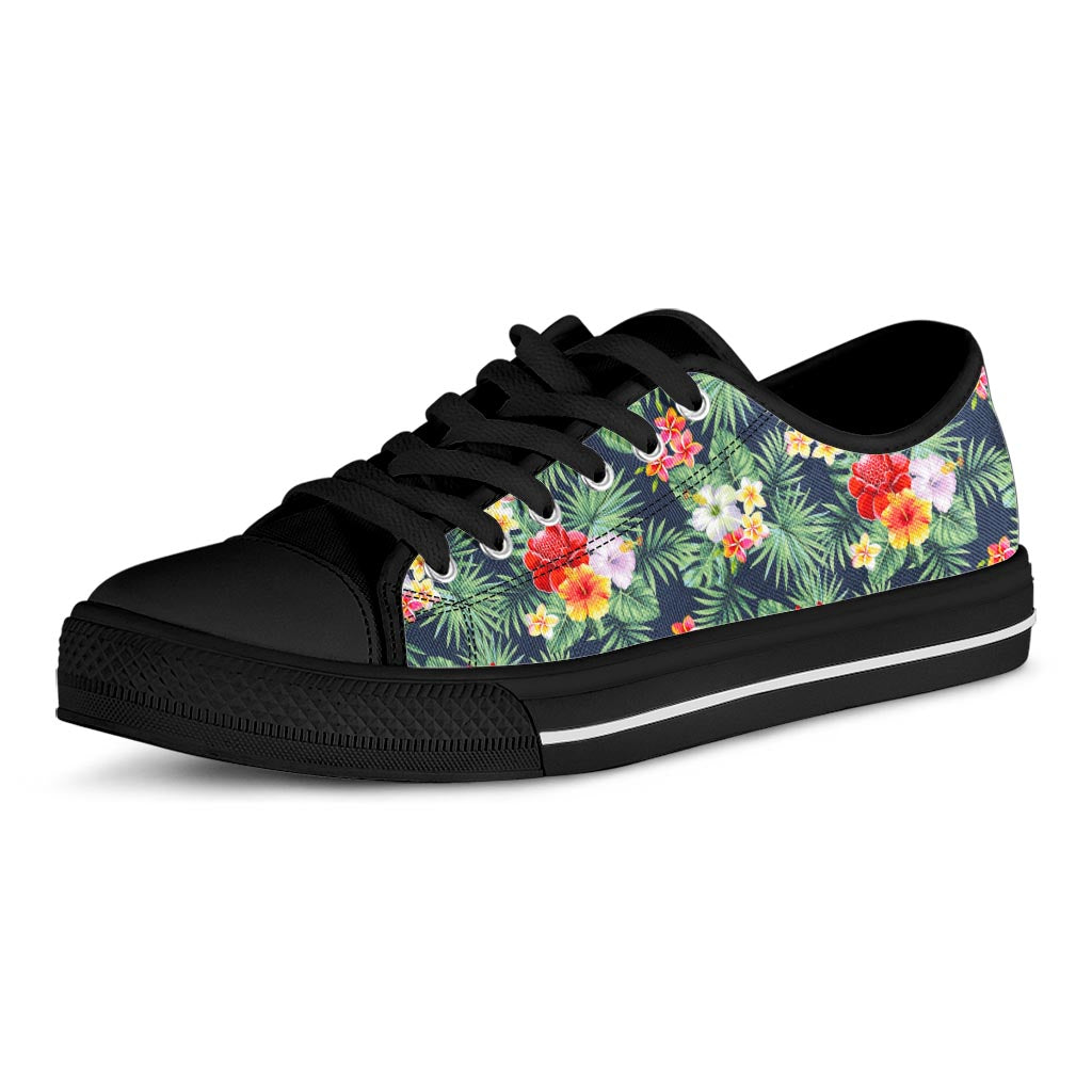 Summer Tropical Hawaii Pattern Print Black Low Top Sneakers