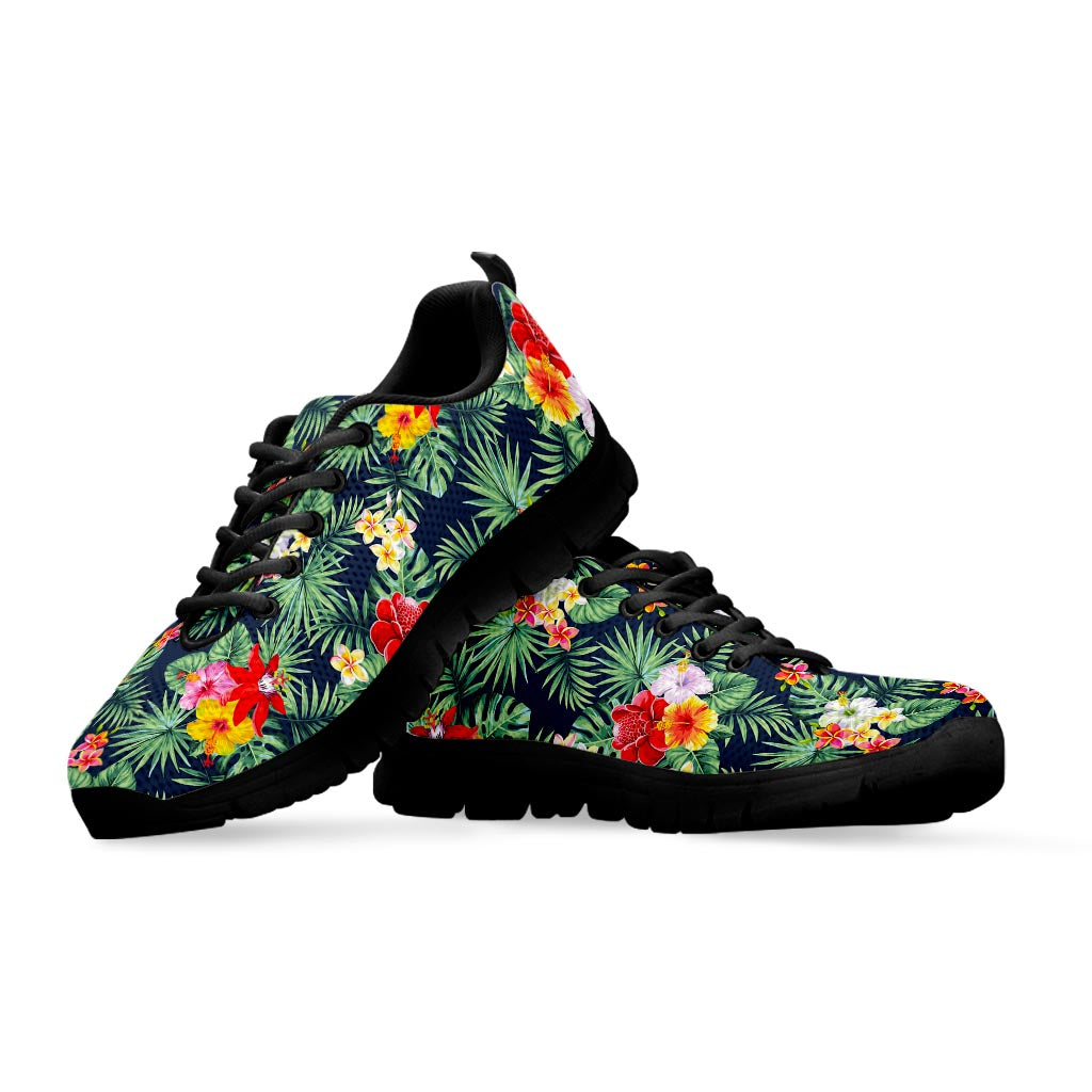 Summer Tropical Hawaii Pattern Print Black Running Shoes