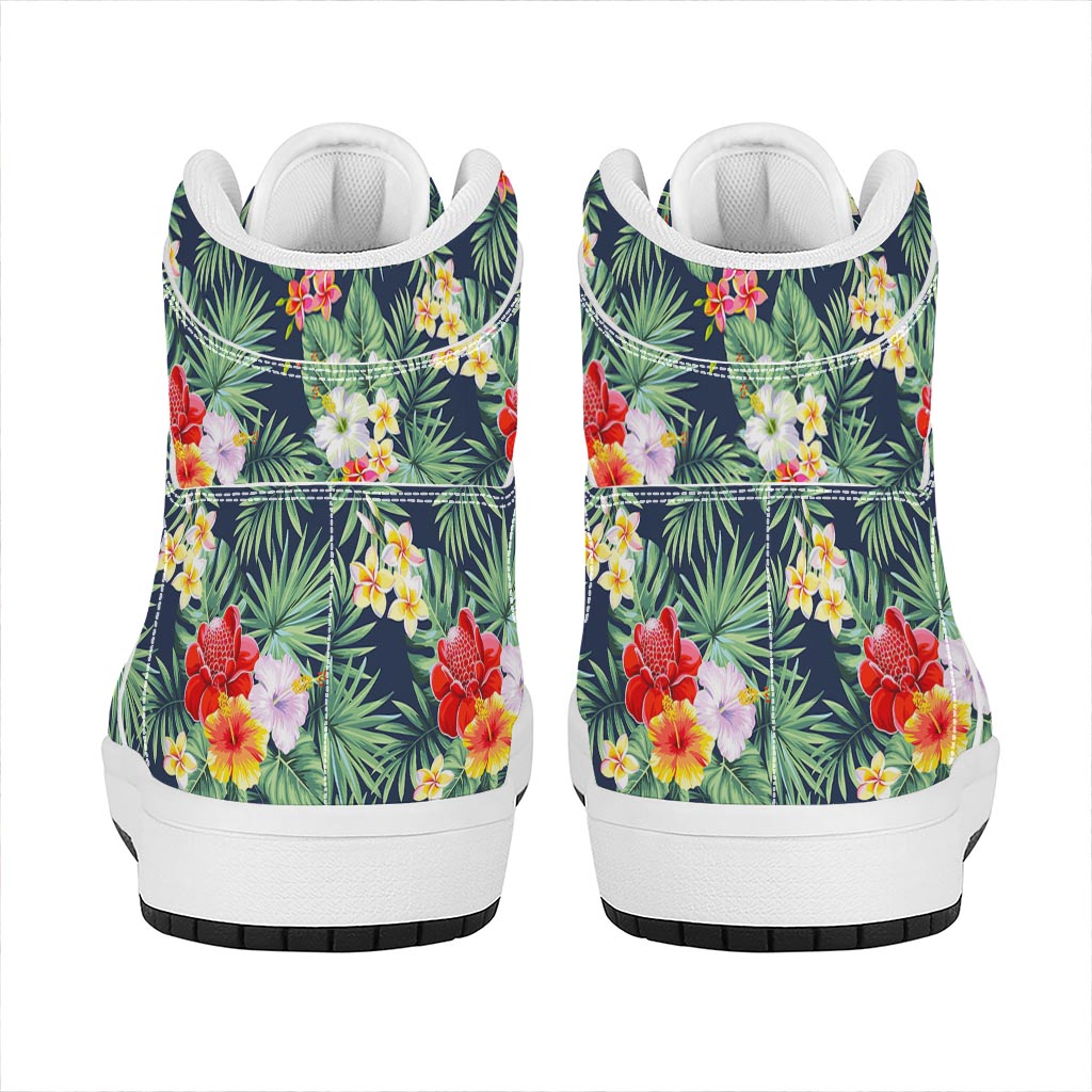 Summer Tropical Hawaii Pattern Print High Top Leather Sneakers