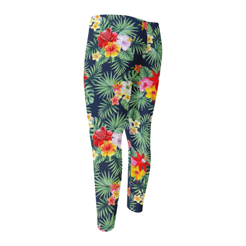 Summer Tropical Hawaii Pattern Print Men's Compression Pants
