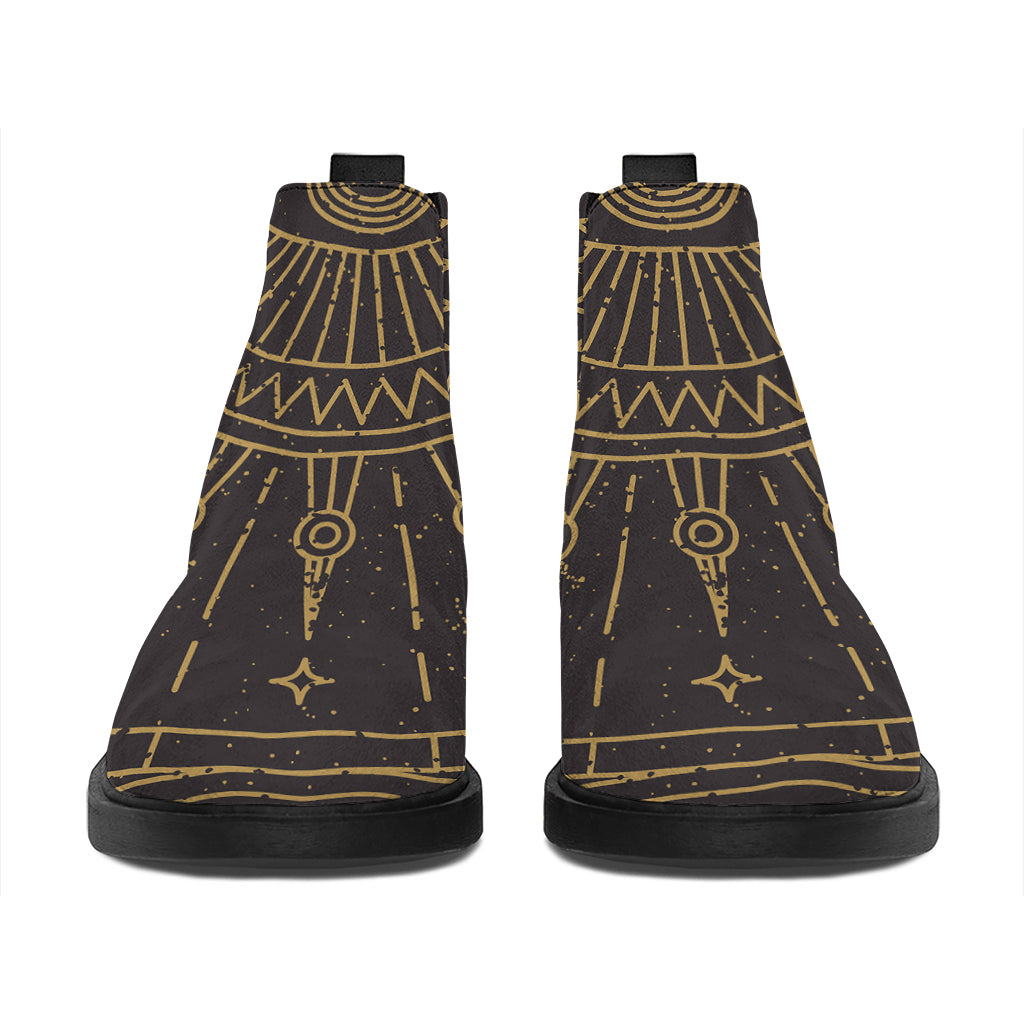 Sun All Seeing Eye Print Flat Ankle Boots