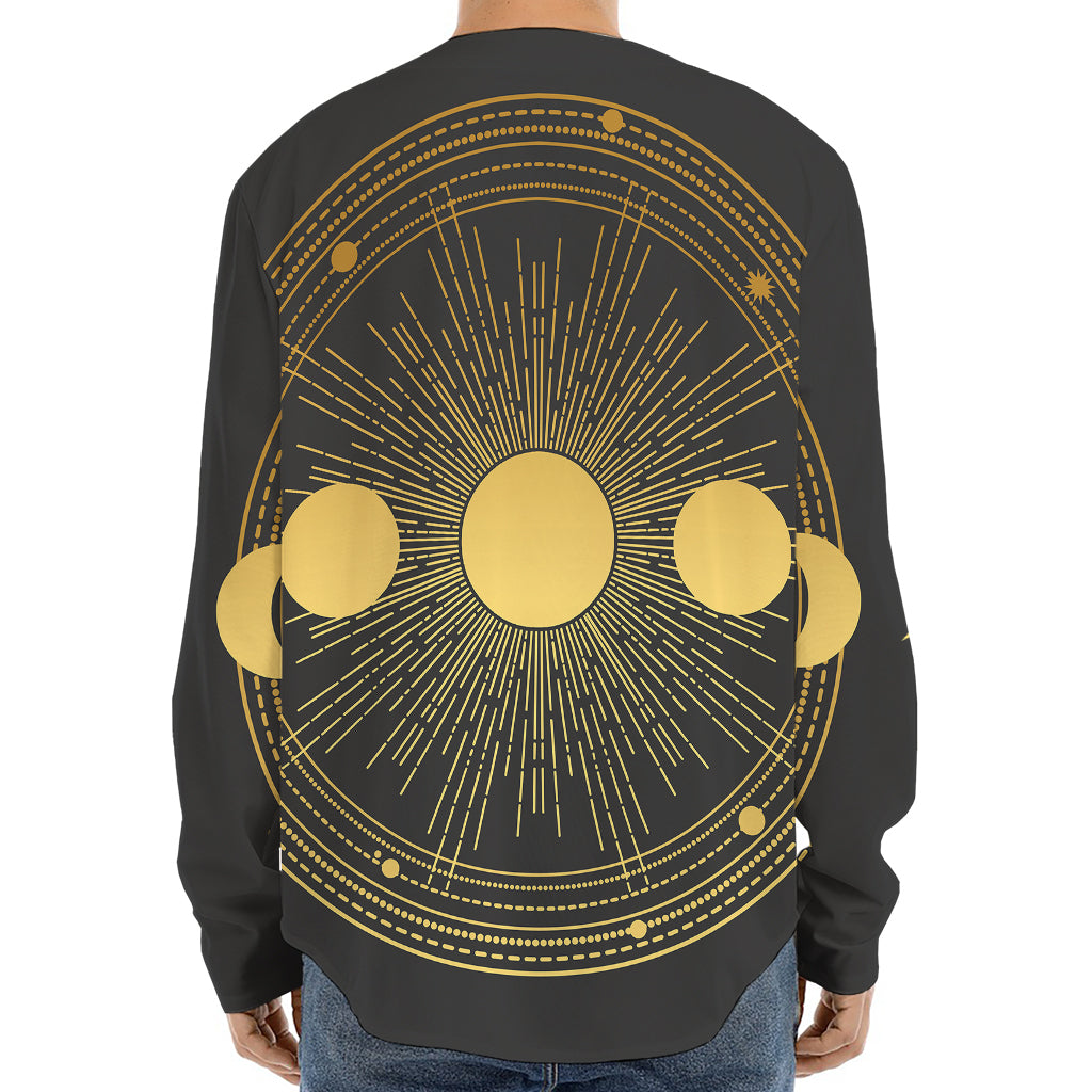 Sun And Moon Phase Print Long Sleeve Baseball Jersey