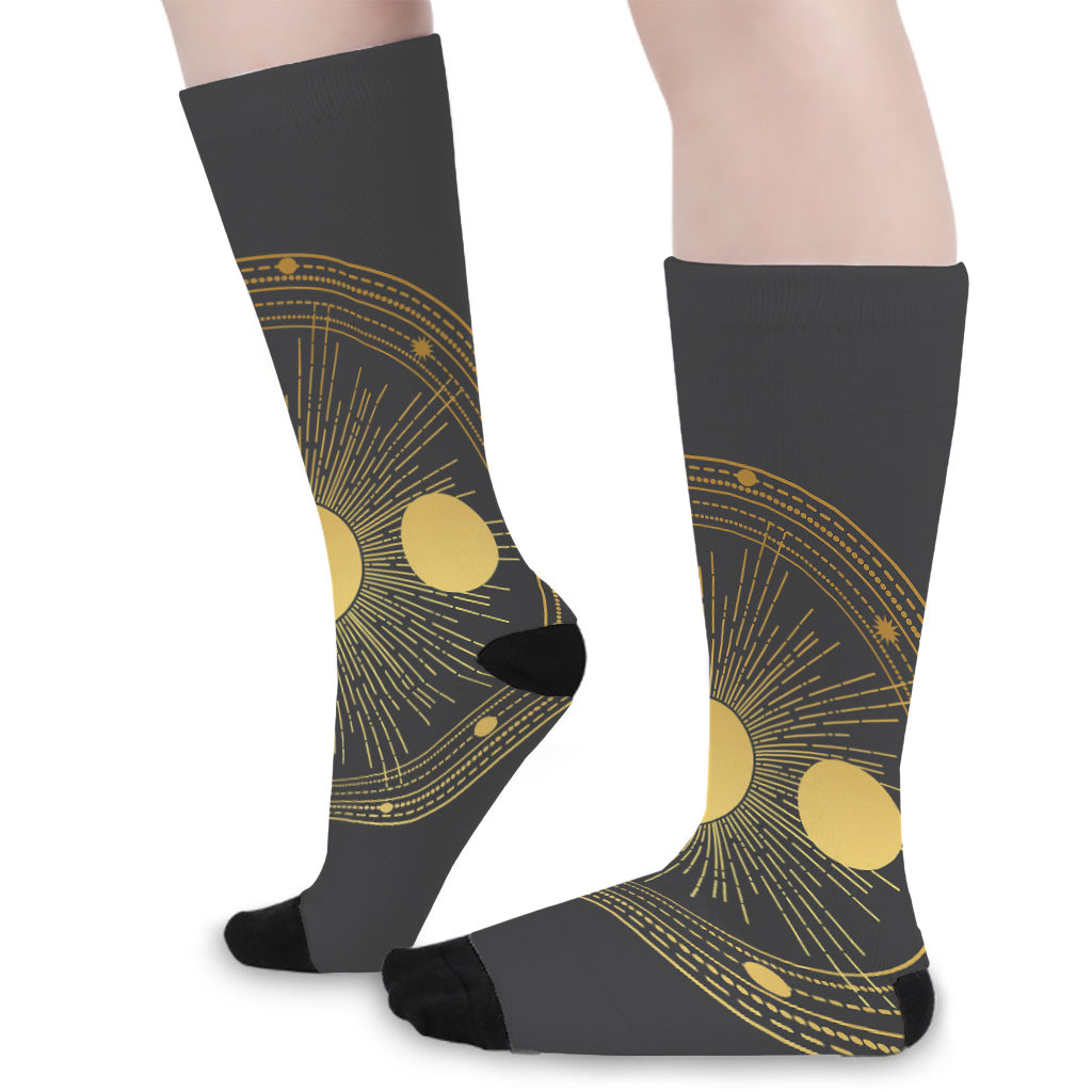 Sun And Moon Phase Print Long Socks