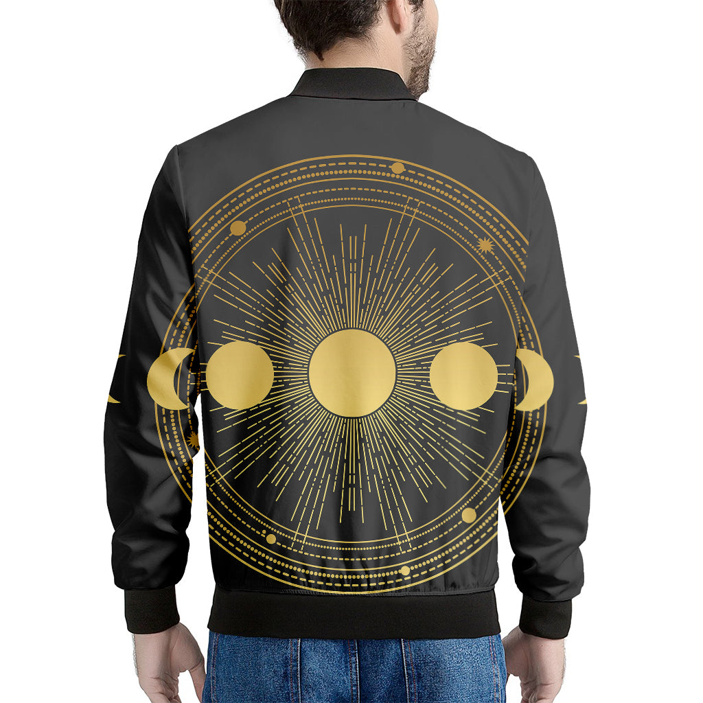Sun And Moon Phase Print Men's Bomber Jacket