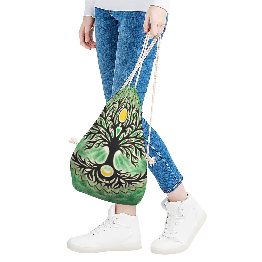 Sun And Moon Yggdrasil Print Drawstring Bag