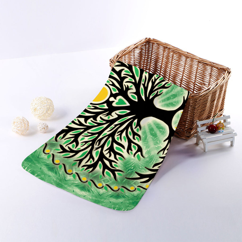 Sun And Moon Yggdrasil Print Towel