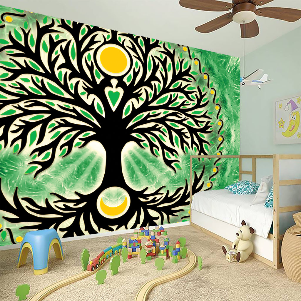 Sun And Moon Yggdrasil Print Wall Sticker