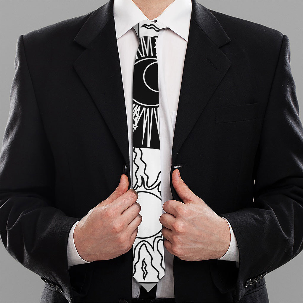 Sun And Moon Yin Yang Print Necktie
