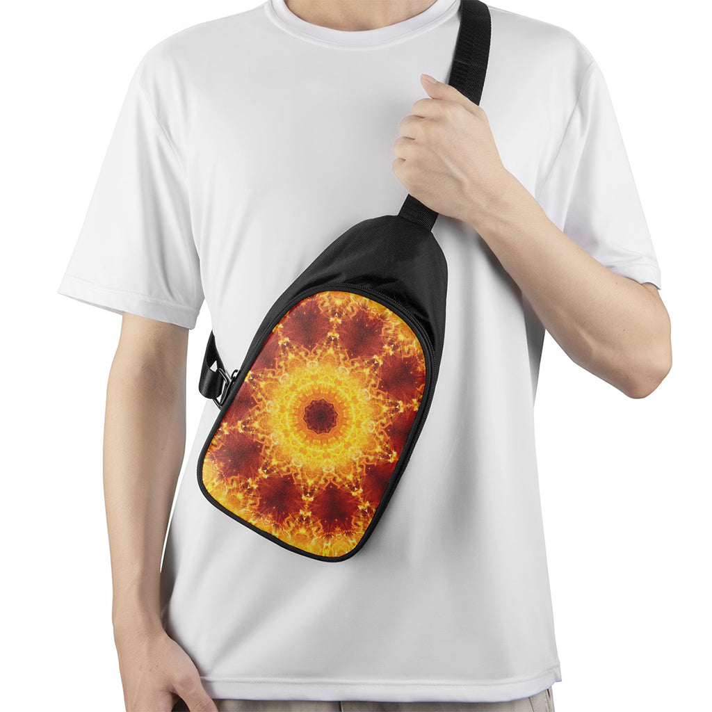 Sun Fire Kaleidoscope Print Chest Bag