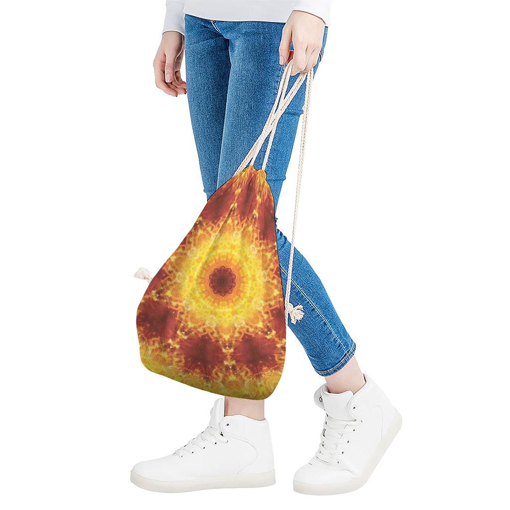 Sun Fire Kaleidoscope Print Drawstring Bag