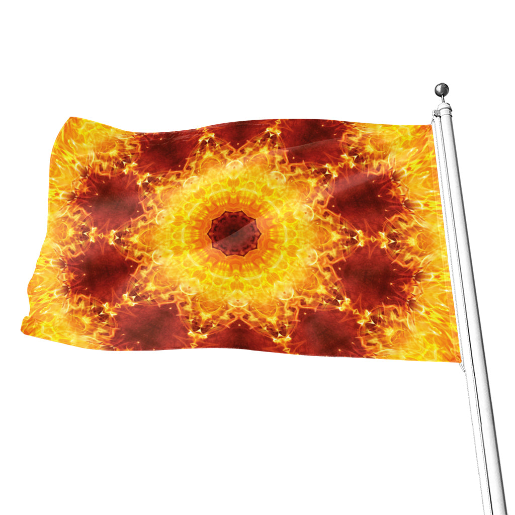 Sun Fire Kaleidoscope Print Flag