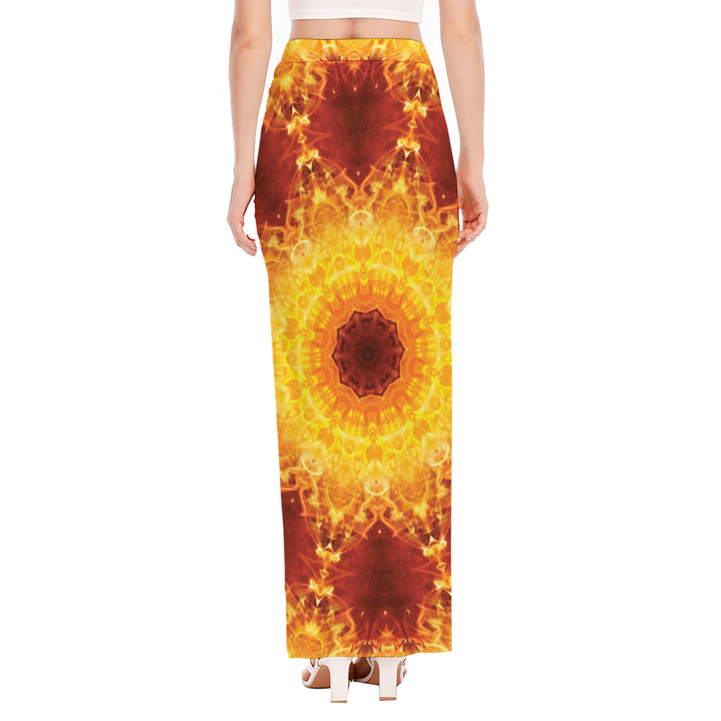 Sun Fire Kaleidoscope Print High Slit Maxi Skirt