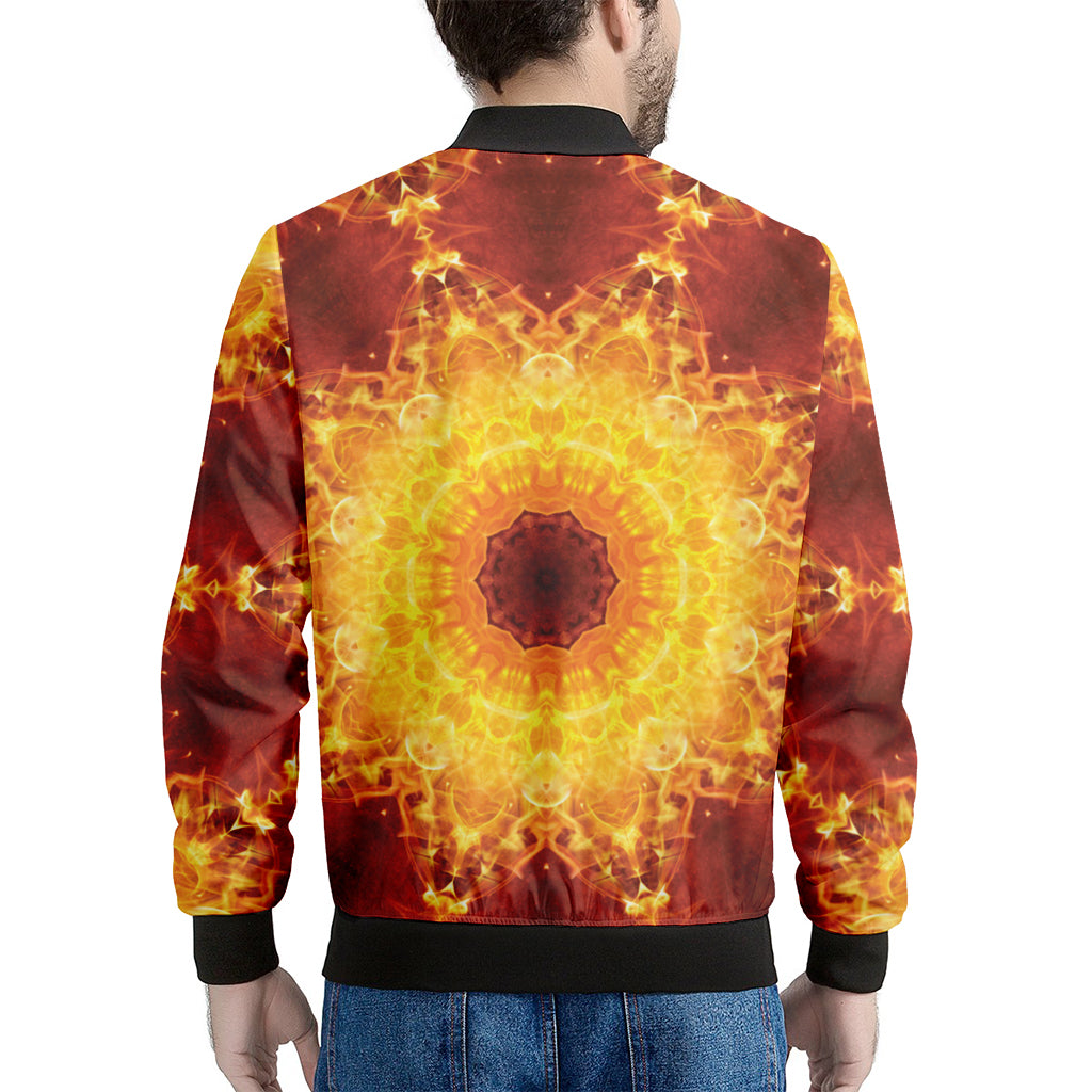 Sun Fire Kaleidoscope Print Men's Bomber Jacket