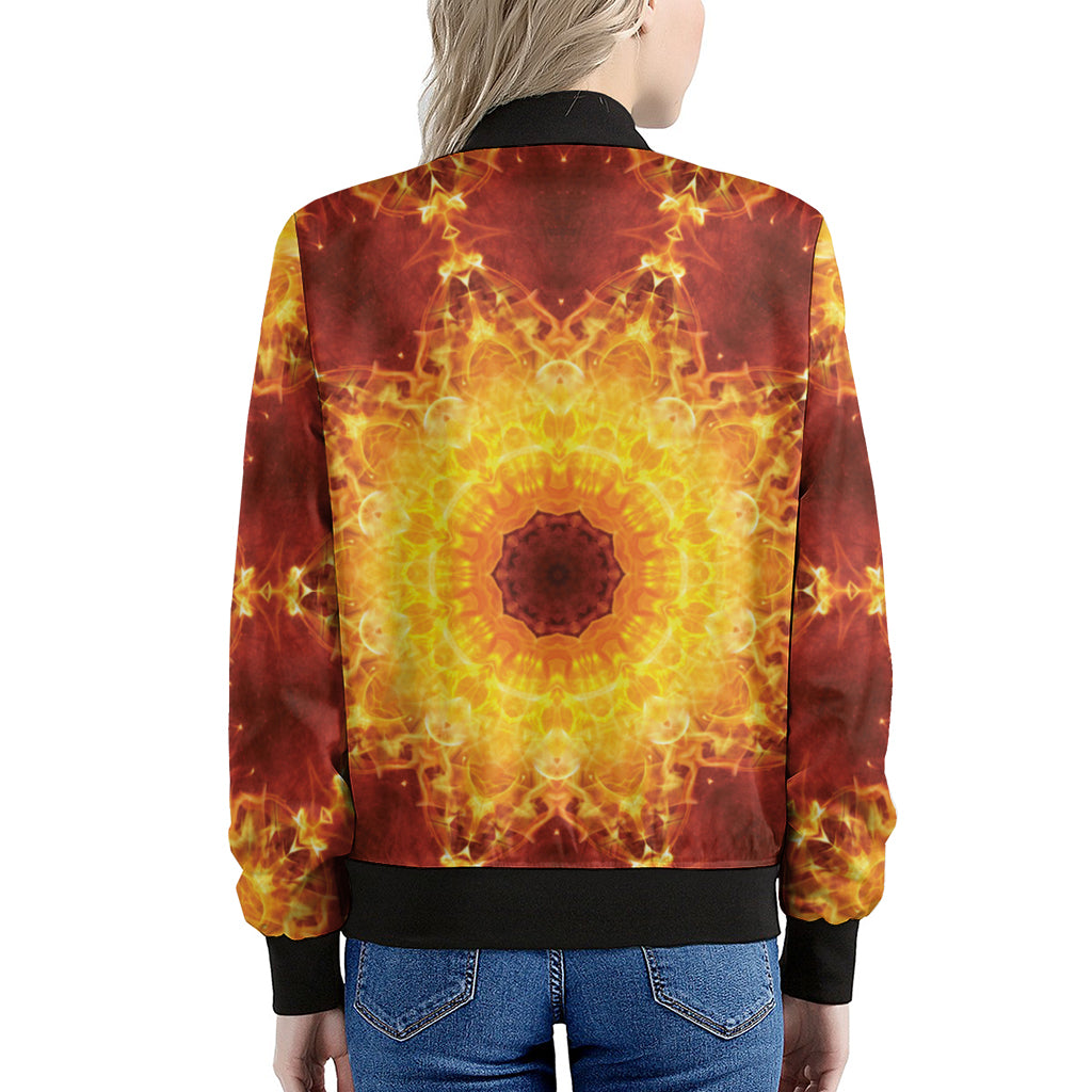 Sun Fire Kaleidoscope Print Women's Bomber Jacket