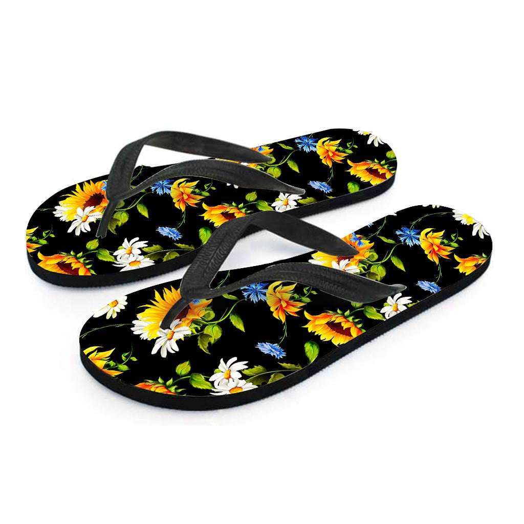 Sunflower Chamomile Pattern Print Flip Flops