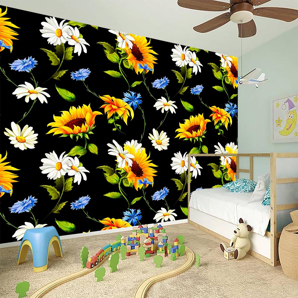 Sunflower Chamomile Pattern Print Wall Sticker
