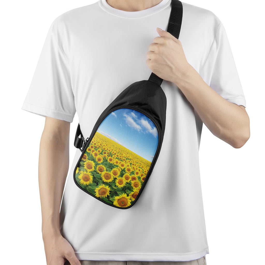 Sunflower Field Print Chest Bag