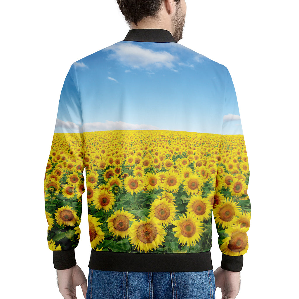 Sunflower Field Print Men's Bomber Jacket