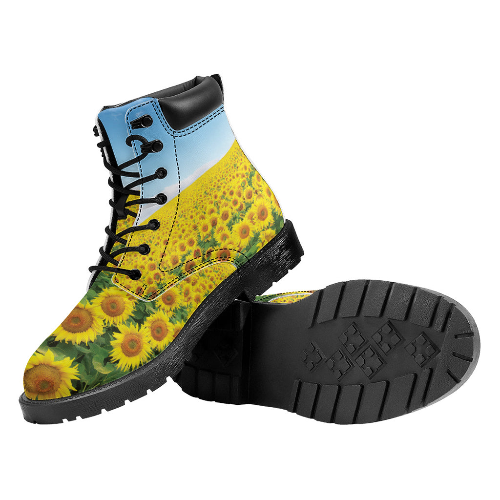 Sunflower Field Print Work Boots