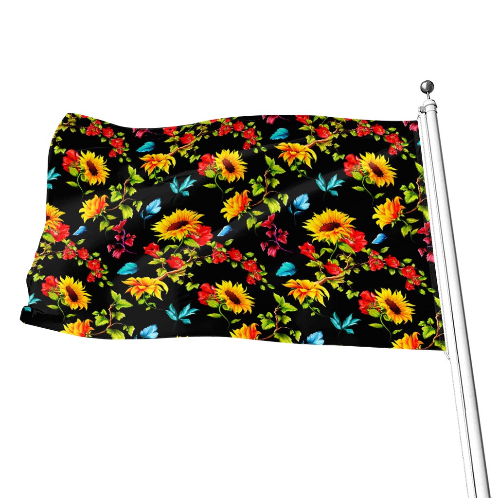 Sunflower Floral Pattern Print Flag