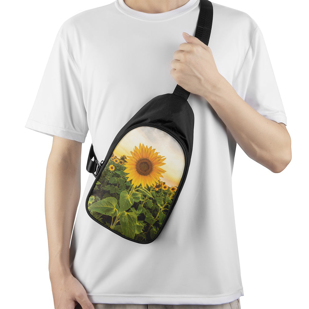 Sunflower Landscape Print Chest Bag