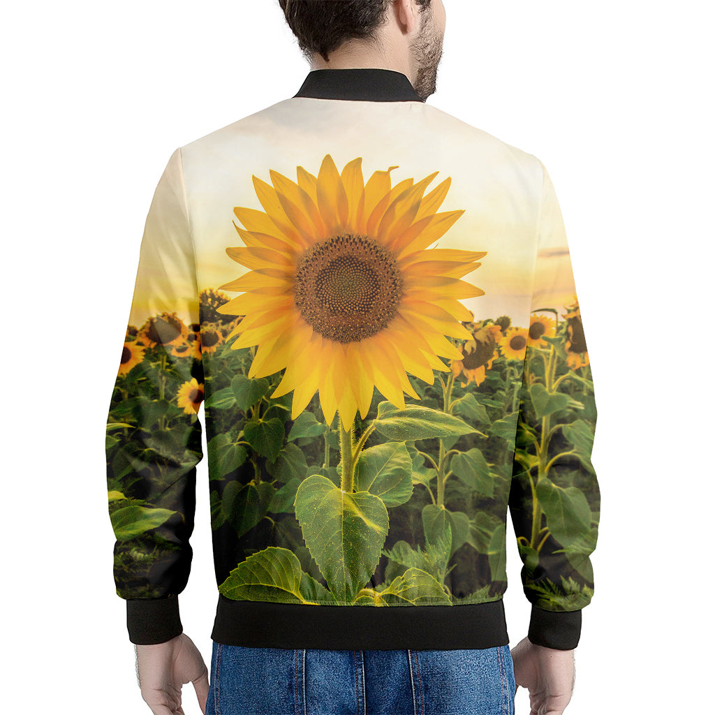 Sunflower Landscape Print Men's Bomber Jacket