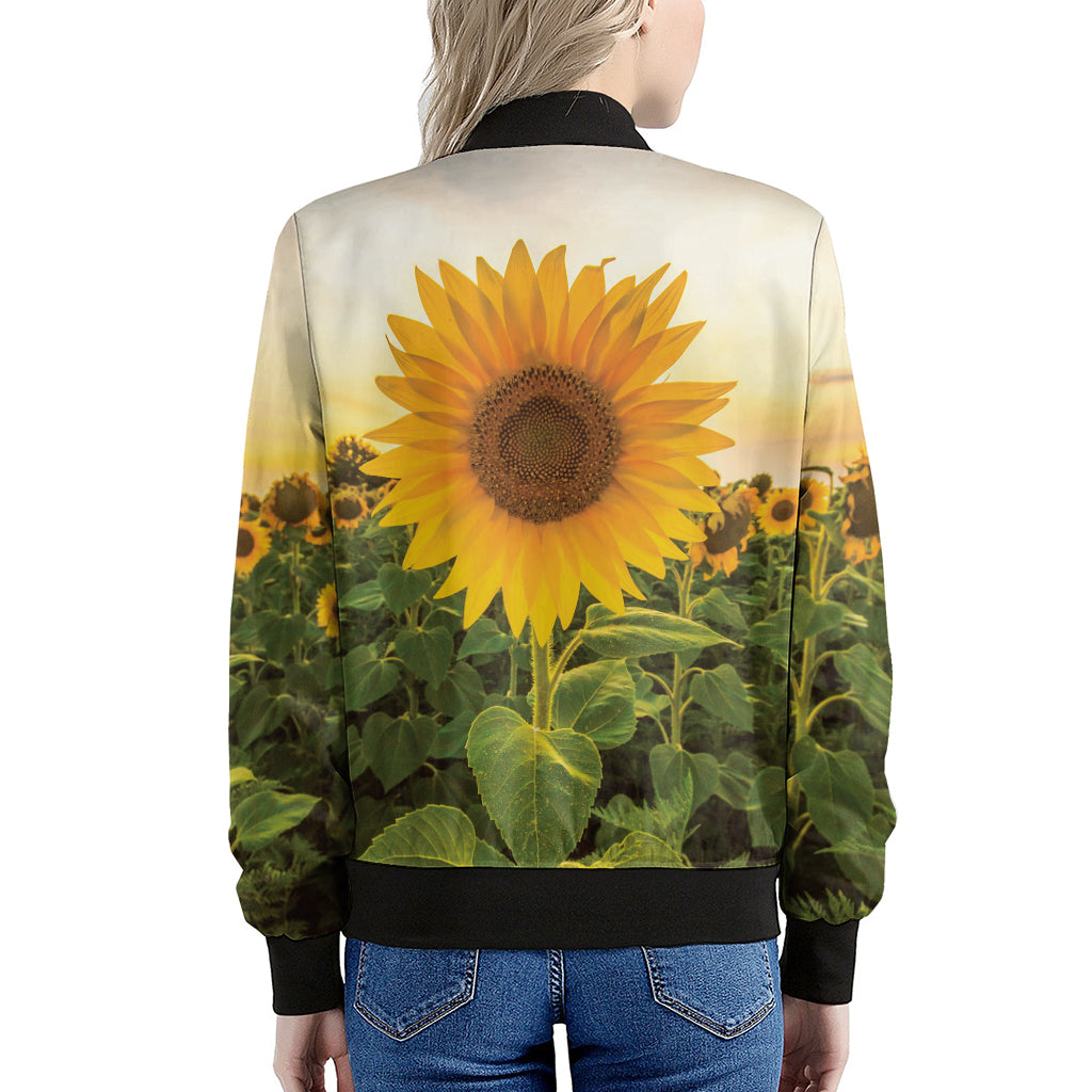 Sunflower Landscape Print Women's Bomber Jacket