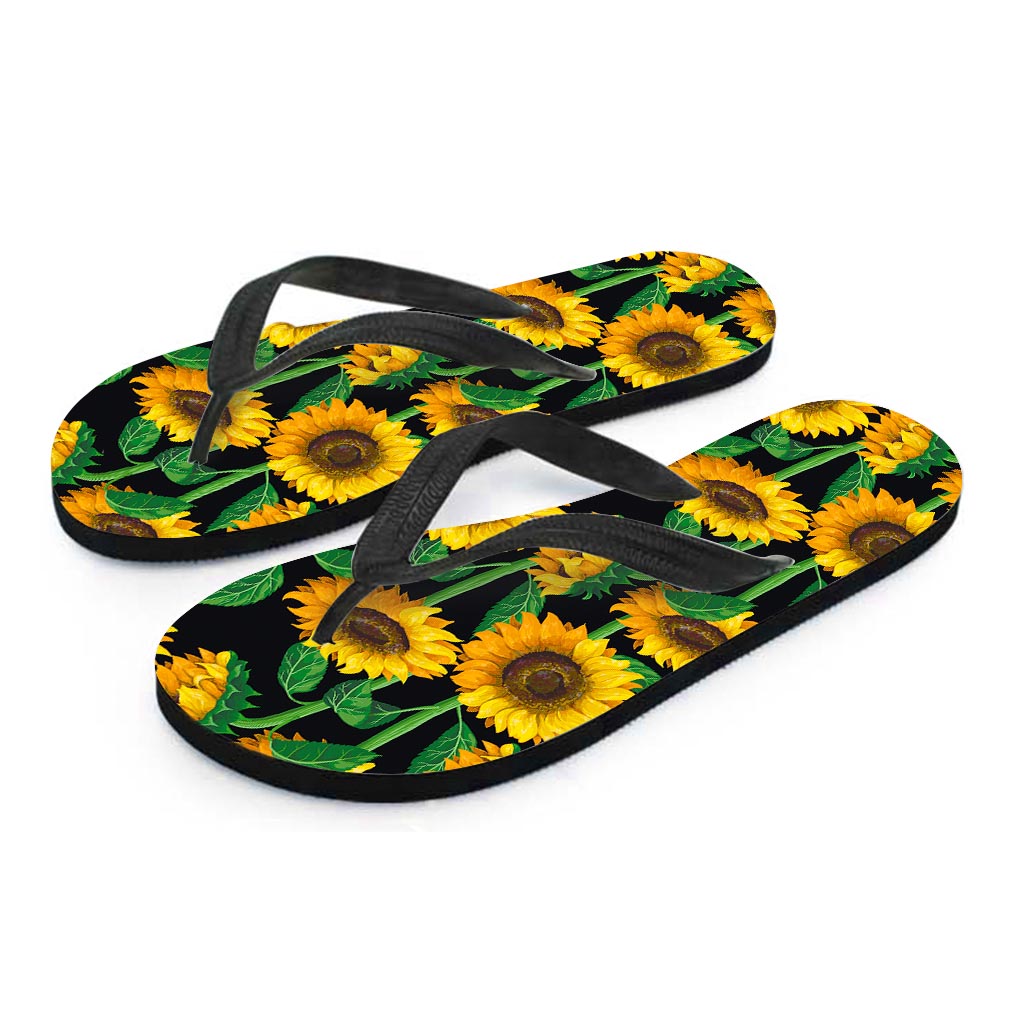 Sunflower Pattern Print Flip Flops